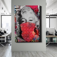 ✅QUADRO TELA, VETRO ACRILICO RED MARYLIN MONROE LUSSO BANDANA ROSSO IMMAGINE PREMIUM