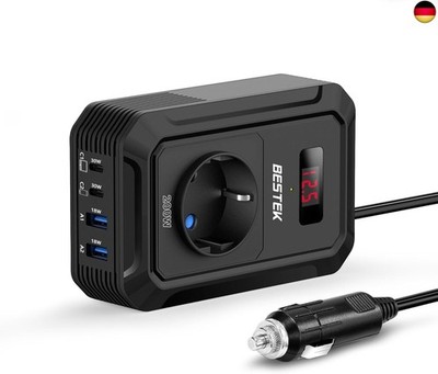 BESTEK 200W Spannungswandler 12 V auf 240 V 230 V AC Auto-Wechselrichter,3-pin