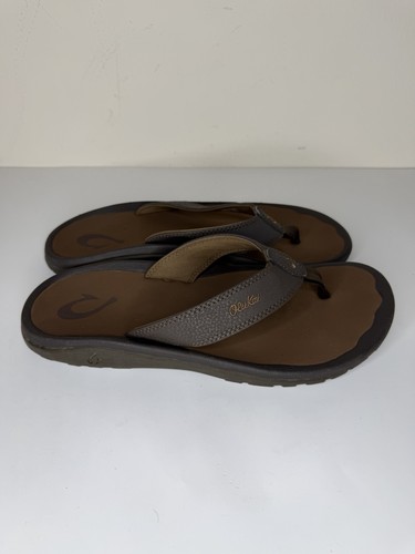 Olukai Ohana Men's Flip Flop 11 Brown Casual Slip On Thong Sandals 10110A-4827