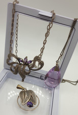 Konvolut Schmuck Silber - vintage antik - lila Steine