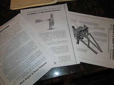 USWE  Model F  Windmill Diagrams & Trade Literature