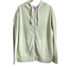 Jungmaven Size XL Light Green Full Zip Hooded Sweatshirt Hemp Cotton Organic EUC