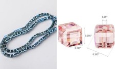 95PCS8MM Cube Crystal Glass Beads for Jewelry Making, Glass Beads Ink Blue