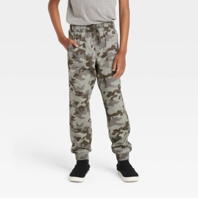 Boys' Jersey Lined Pull-On Jogger Fit Pants Cat Jack Camo Green