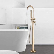 Modern Freestanding Bath Filler Shower Mixer Tap with Hand Shower Floor Mounted