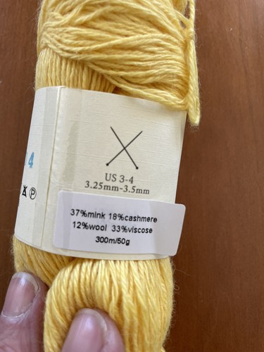 Lotus Yarns Mimi Mink/Cashmere/Wool Blend Lace Wt. Yellow28 Lot1404 328 Yards - Picture 3 of 5