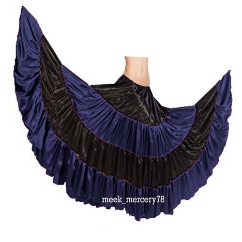 Belly Dance Flared Skirt GYPSY 25 Yard 4 Tiered Long Costumes Flamenco Skirt S5 - Picture 28 of 45