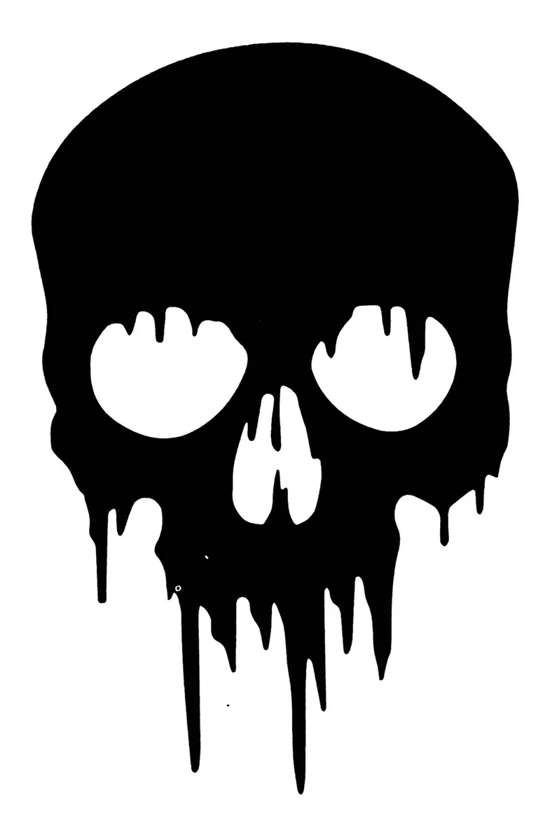 3” Black Skull Sticker Halloween Dripping Goth Skeleton Decal Horror Dead