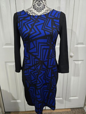 Women's Allison Brittney Black & Blue Geometric Stretch Sweater Dress Size Small | eBay Women's Allison Brittney Black & Blue Geometric Stretch Sweater Dress Size Small | eBay