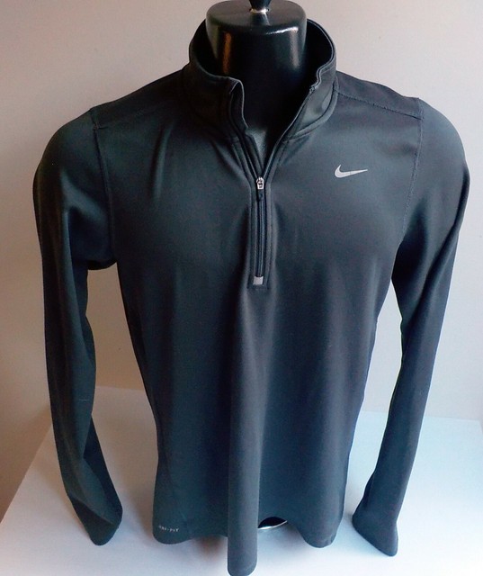 NIKE RUNNING Dri-Fit 1/4 Zip Pullover Athletic Shirt Gray SZ SMALL Polyester | eBay
