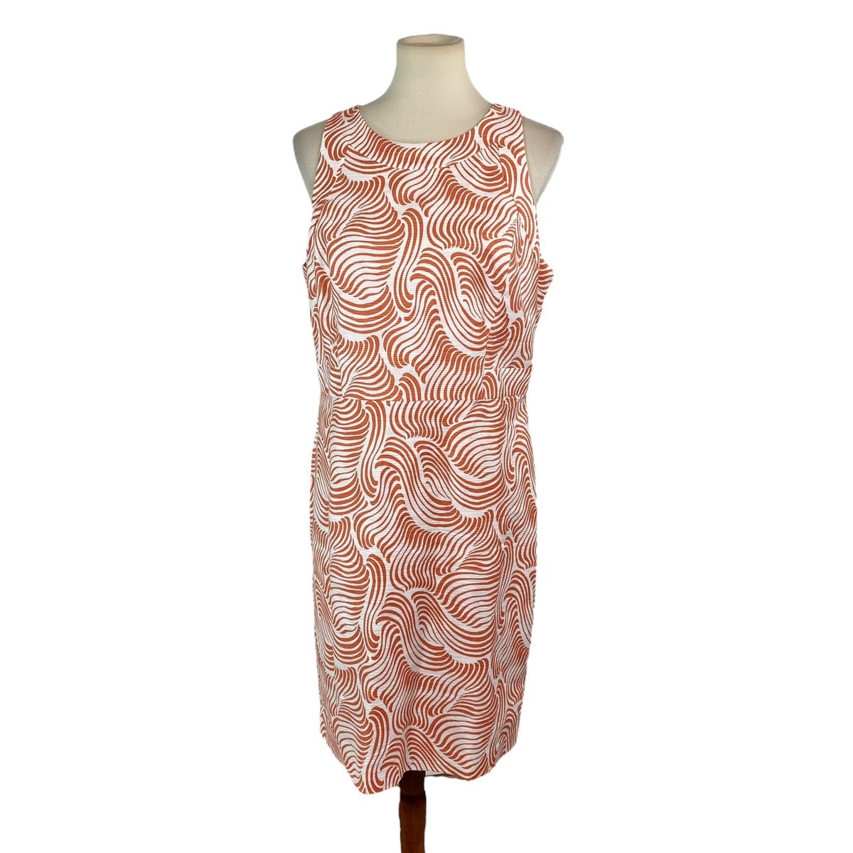 Ann Taylor 12P Terracotta Print Sheath Dress Sleeveless Cotton Blend Career  Work