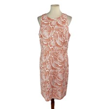 Ann Taylor 12P Terracotta Print Sheath Dress Sleeveless Cotton Blend Career Work