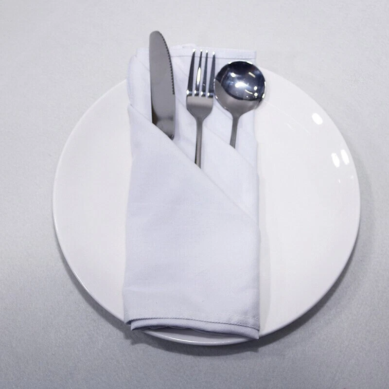 12x New White Cotton Large Napkins Tableware Dinner Hotel Wedding Birthday Party - Image 2 of 4