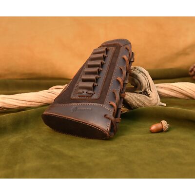 Leather Gun Ammo Holder Buttstock Cover for .30-30 12GA.308.44MAG .22MAG 410GA 