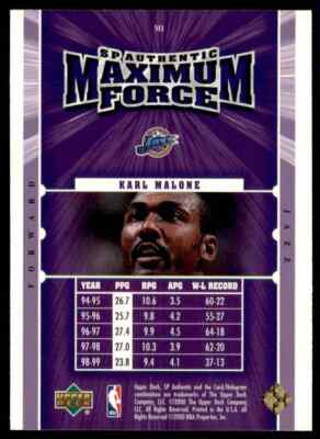 2000-01 Upper Deck SP Authentic Maximum Force Karl Malone Utah