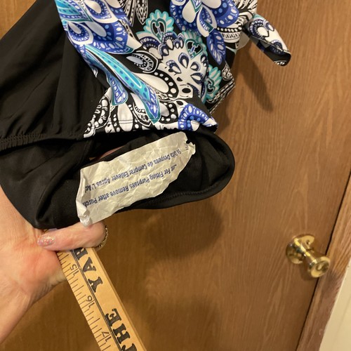 NWT Chico’s Swim Suit 1 Piece Sz 12 Blues/Black Sliming W/Side Accent Bow - Picture 10 of 18