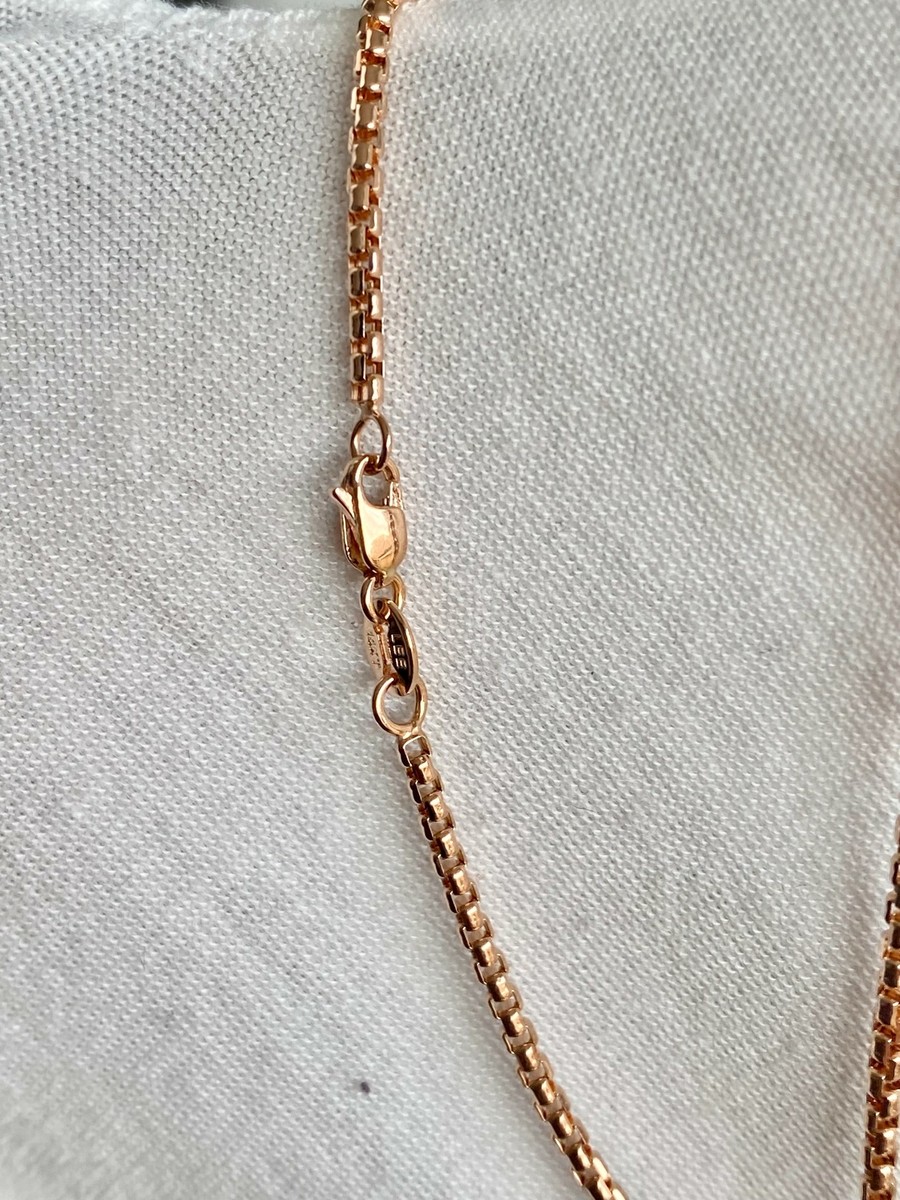18 Gold Box Chain GemApex Box Chain Solid 14k Rose Gold Necklace