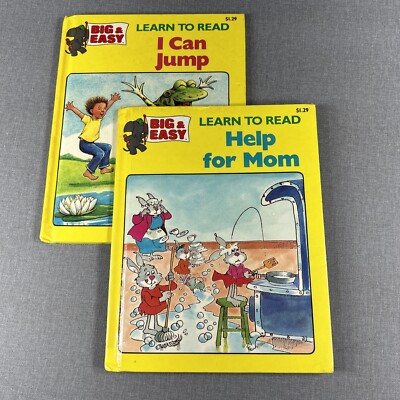 Big & Easy Learn to Read 2 Book Lot ~ Help For Mom & I Can Jump 1989