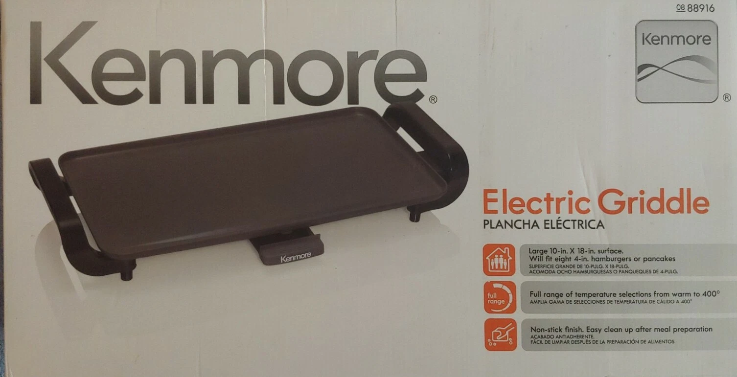 OPEN BOX Kenmore 88916 Non-Stick Electric Griddle in Black - 10" x 18"