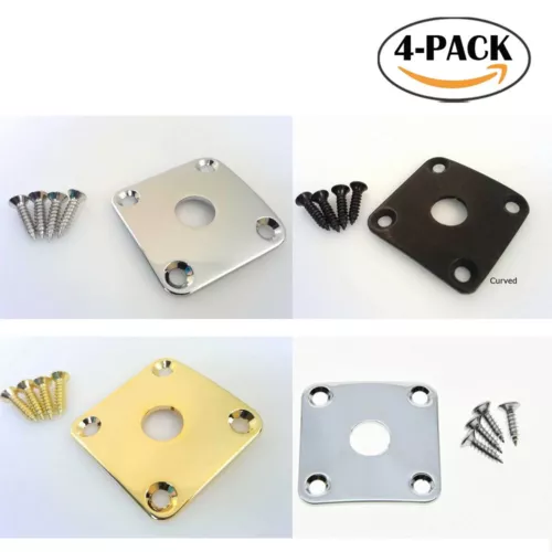 4Pcs Metal Curved Bottom Jack Plate Square Jackplate Plating for Gibson Les Paul