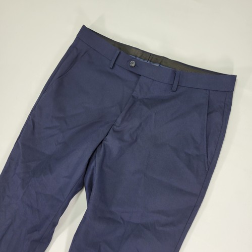 Alfani Men's Dress Pants Trousers Flat Front Navy Blue Poly Blend 33 x 30 SLIM - Picture 8 of 10