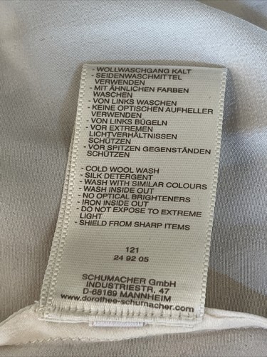 Schumacher 100 % Seide Tunika cremefarben cremefarben cremefarben weiß Knopfleiste Bluse geschlitzt hinten med. - Bild 15 von 15