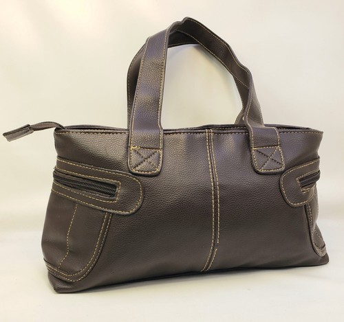 Womens Brown Faux Leather Purse Zip pocket on sides - Picture 14 of 14