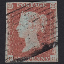 O39_12 GB QV 1841 1d RED-BROWN PLATE 113 SG8-B1(1) FC FU OLD RAIN 275 4M