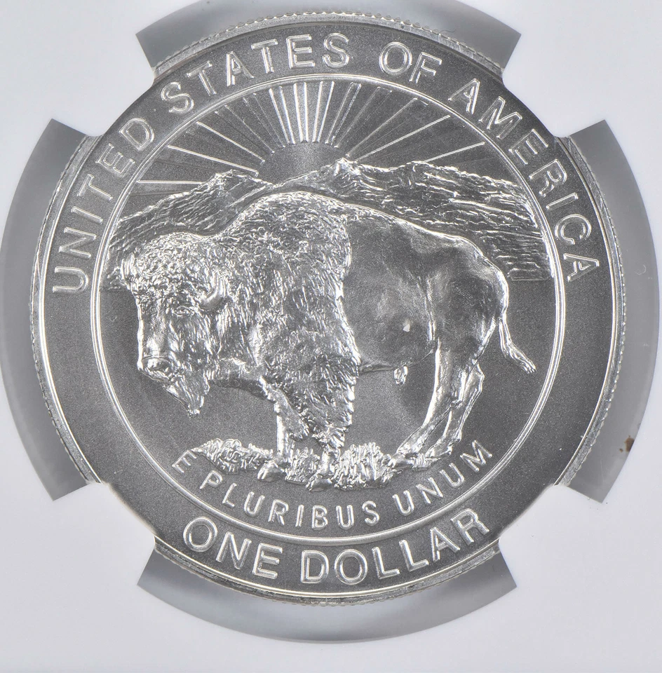 1999 P Yellowstone Park Commemorative Silver Dollar NGC MS70 - Image 4 of 4