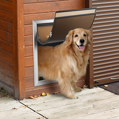 27*17 Aluminum Dogs Door XL Pet Magnetic Locking Flap Screen Entry