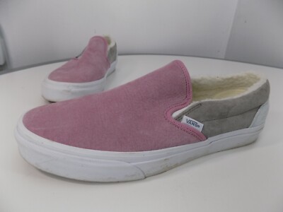 Fur Lined Pink Slip On Vans With Fur Vans With Fur Slip On White