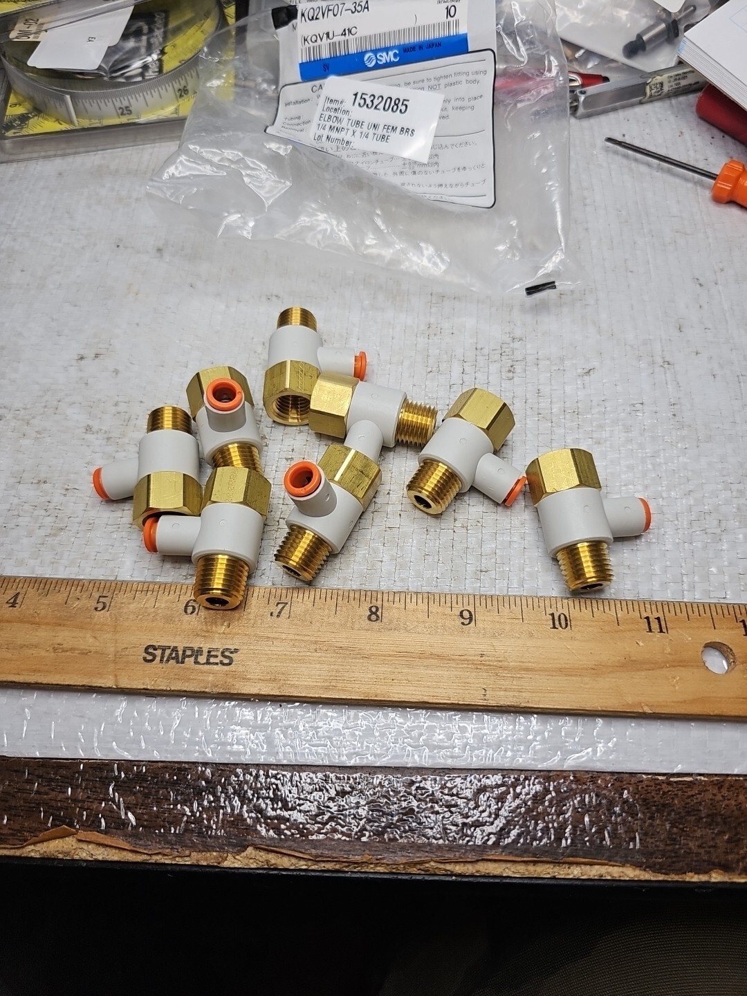 SMC Elbow Fittings KQ2LF07-35A (Lot of 8) NEW IN BAG