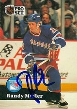 Randy Moller autographed Hockey Card (New York Rangers) 1991 Pro Set #163