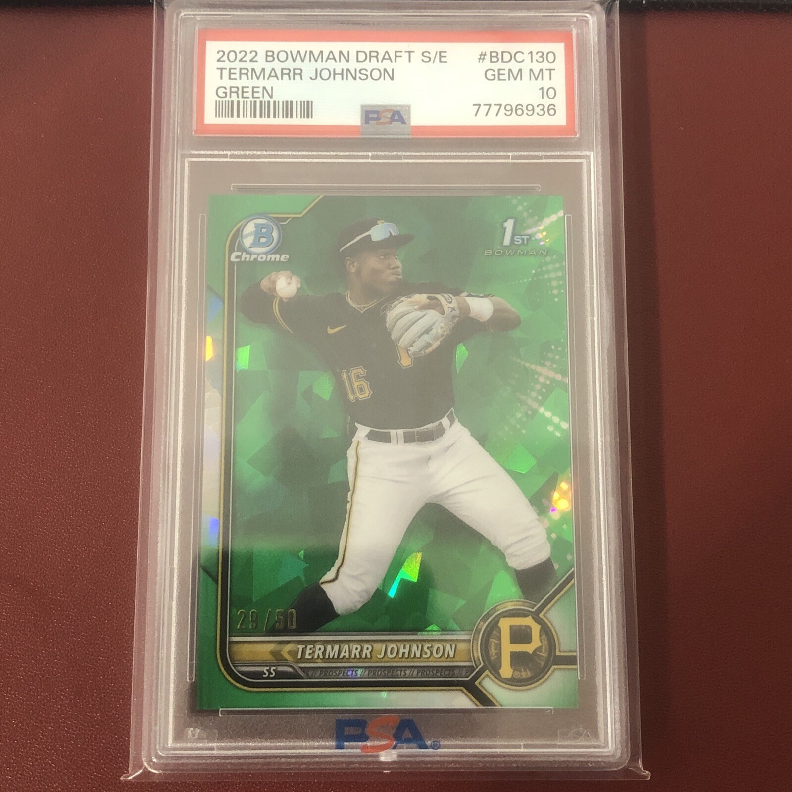 2022 Bowman Draft Sapphire 1st Termarr Johnson Green Refractor /50 PSA 10