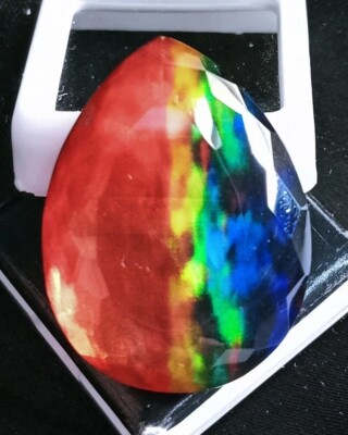 Natural Ammolite Opal-Like Organic 50+Ct Certified Doublet Loose Gemstone