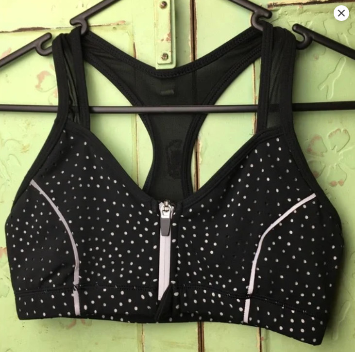 ROCKWEAR Spotty Black with Reflective Silver Highlights Sports Bra Racer Back  8
