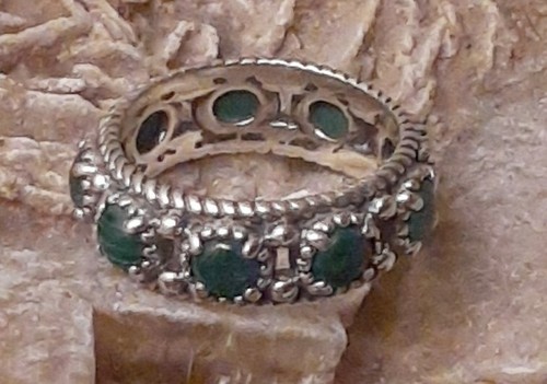 Carolyn Pollack Relios Sterling Silver Green Malachite Gemstone Band Ring Size 7 - Picture 3 of 14