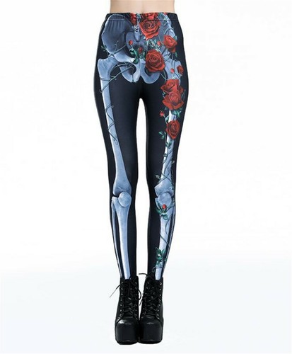 Women Rose Halloween Skull Bone 