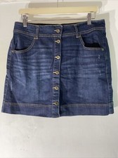 womens F F Uk 14 Dark Blue Wash Short Length Casual Denim Jean A Line skirt