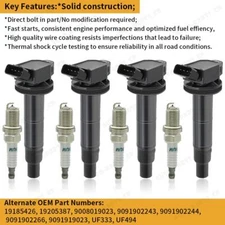 4x Ignition Coil & IRIDIUM Spark Plug Kit for Toyota Camry RAV4 Highlander Lexus