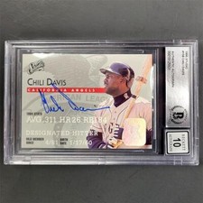 Chili Davis autograph signed 1995 Studio #158 card Angels BAS BGS 10 auto