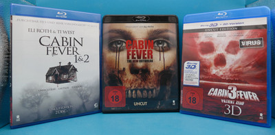 Cabin Fever - 1&2 - The New Breakout - 3 Patient Zero 2D+3D Blu-ray FSK 18