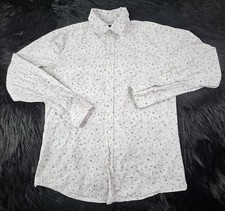 Hugo Boss Cotton Slim Fit Button Down Shirt Gray White Pattern M Long Sleeve