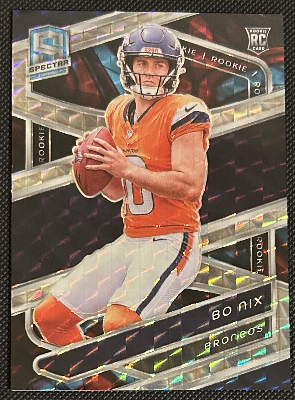 2024 Spectra Bo Nix Rookie Interstellar Prizm /60 Broncos RC #114 SP