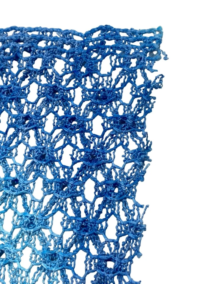 Tela Vintage 5 Yardas Tejido Crochet Encaje Look Azul Degradado Foto 3 de 4