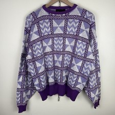 Medium Vintage 1990s Liz Sport Purple Geometric Sweater