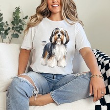 Havanese Dog Portrait Womens Ring-Spun T-Shirt Havanese Dog Gift For Her
