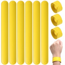 10 Pcs Bulk Slap Bracelets for Kids Party Favor Yellow Wristband