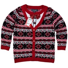 NEW 33 Degrees Kids Ugly Christmas Sweater Holiday Fair Isle Red Black Size 6