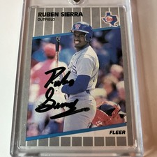 1989 Fleer - Ruben Sierra #532 Double On Card Auto Front And Back